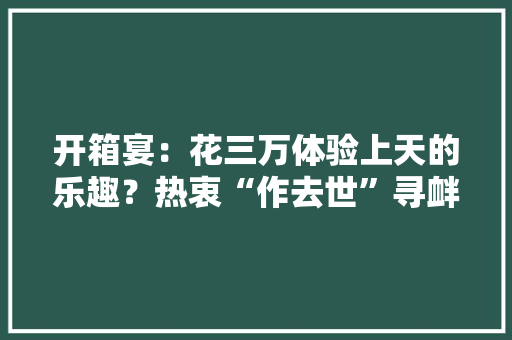 开箱宴：花三万体验上天的乐趣？热衷“作去世”寻衅全网最沙雕