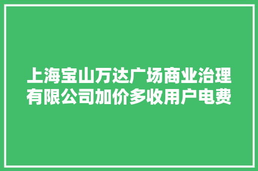 上海宝山万达广场商业治理有限公司加价多收用户电费！被罚款