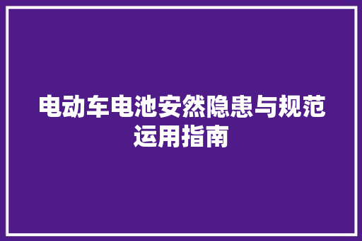 电动车电池安然隐患与规范运用指南