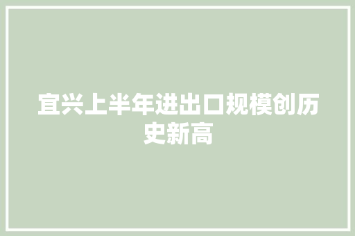宜兴上半年进出口规模创历史新高
