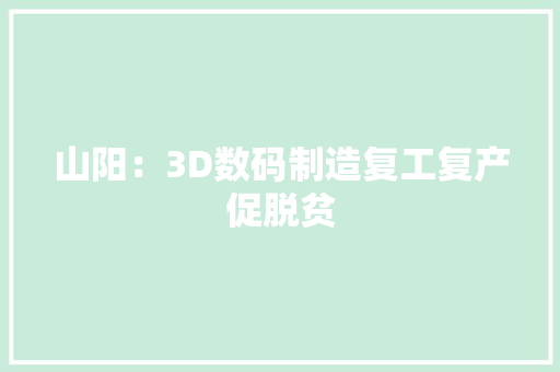 山阳：3D数码制造复工复产促脱贫