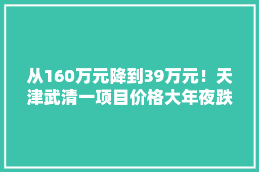 从160万元降到39万元！天津武清一项目价格大年夜跌背后