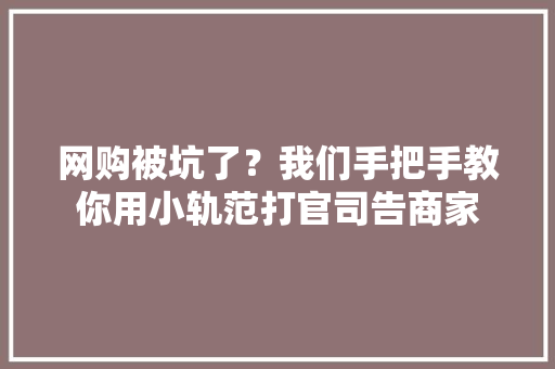 网购被坑了？我们手把手教你用小轨范打官司告商家 网购被坑了？我们手把手教你用小轨范打官司告商家 智能家居