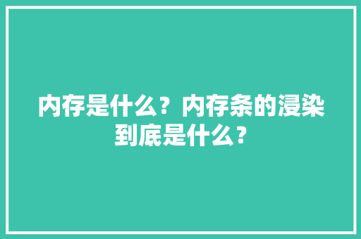内存是什么？内存条的浸染到底是什么？ 内存是什么？内存条的浸染到底是什么？ 智能科技