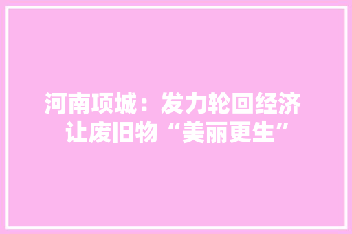 河南项城：发力轮回经济 让废旧物“美丽更生” 河南项城：发力轮回经济 让废旧物“美丽更生” 智能家居