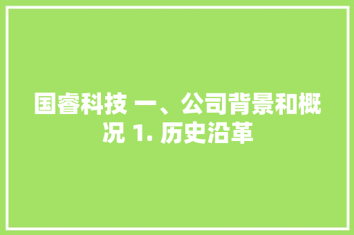 国睿科技 一、公司背景和概况 1. 历史沿革