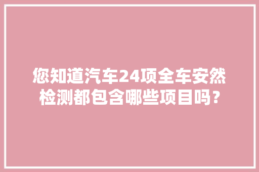 您知道汽车24项全车安然检测都包含哪些项目吗？