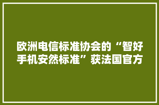欧洲电信标准协会的“智好手机安然标准”获法国官方认证