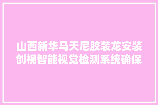 山西新华马天尼胶装龙安装创视智能视觉检测系统确保印刷零掉足