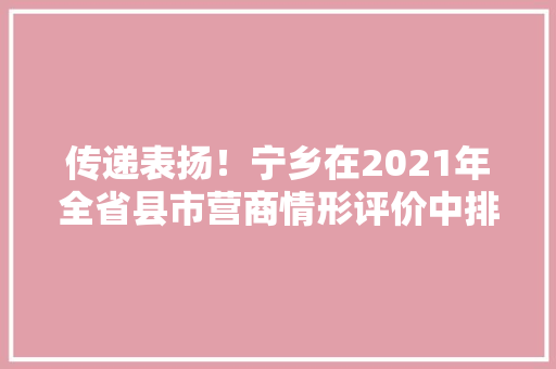 传递表扬！宁乡在2021年全省县市营商情形评价中排名第二！ 传递表扬！宁乡在2021年全省县市营商情形评价中排名第二！ 智能科技
