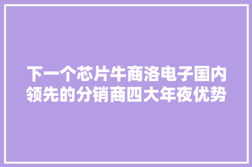 下一个芯片牛商洛电子国内领先的分销商四大年夜优势决定好未来