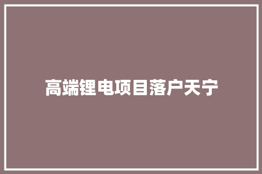 高端锂电项目落户天宁