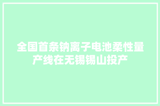 全国首条钠离子电池柔性量产线在无锡锡山投产 全国首条钠离子电池柔性量产线在无锡锡山投产 互联通信