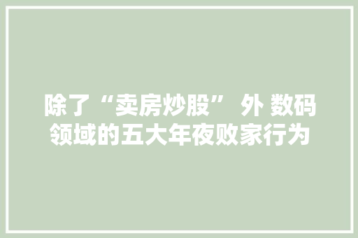 除了“卖房炒股” 外 数码领域的五大年夜败家行为 除了“卖房炒股” 外 数码领域的五大年夜败家行为 智能家居