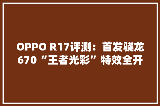 OPPO R17评测：首发骁龙670“王者光彩”特效全开满帧 OPPO R17评测：首发骁龙670“王者光彩”特效全开满帧 智能科技