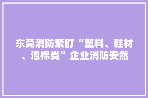 东莞消防紧盯“塑料、鞋材、泡棉类”企业消防安然