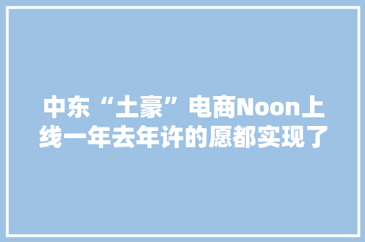 中东“土豪”电商Noon上线一年去年许的愿都实现了吗？