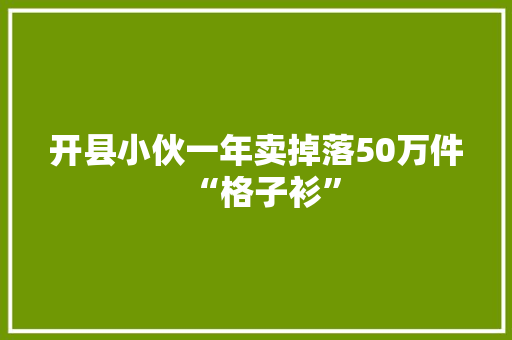 开县小伙一年卖掉落50万件“格子衫” 开县小伙一年卖掉落50万件“格子衫” 智能家居
