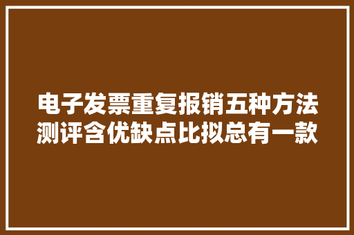 电子发票重复报销五种方法测评含优缺点比拟总有一款适合你！
