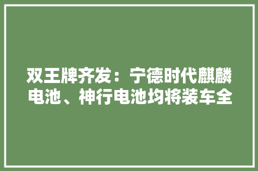 双王牌齐发：宁德时代麒麟电池、神行电池均将装车全新极氪001上市 双王牌齐发：宁德时代麒麟电池、神行电池均将装车全新极氪001上市 智能科技