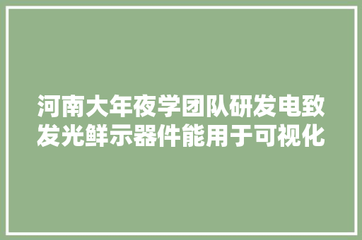 河南大年夜学团队研发电致发光鲜示器件能用于可视化信息加密等领域