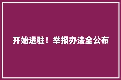 开始进驻！举报办法全公布 开始进驻！举报办法全公布 智能科技