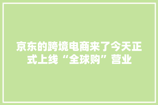 京东的跨境电商来了今天正式上线“全球购”营业 京东的跨境电商来了今天正式上线“全球购”营业 人工智能