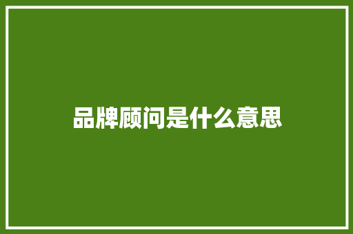 品牌顾问是什么意思