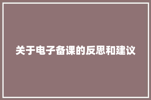 关于电子备课的反思和建议