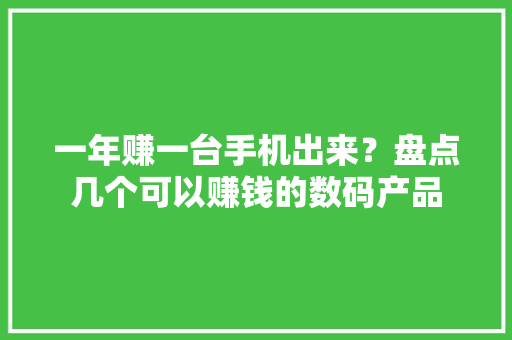 一年赚一台手机出来？盘点几个可以赚钱的数码产品