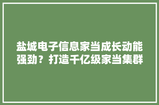 盐城电子信息家当成长动能强劲？打造千亿级家当集群