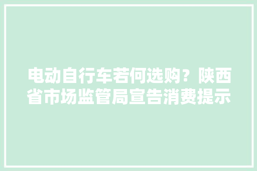 电动自行车若何选购？陕西省市场监管局宣告消费提示