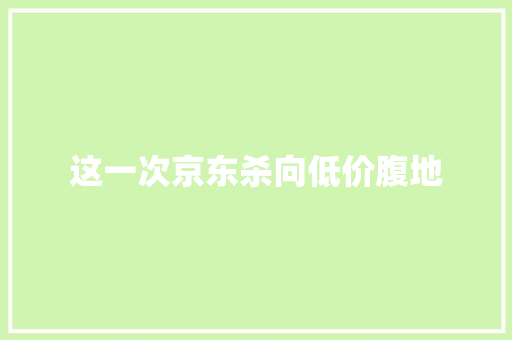 这一次京东杀向低价腹地 这一次京东杀向低价腹地 智能家居