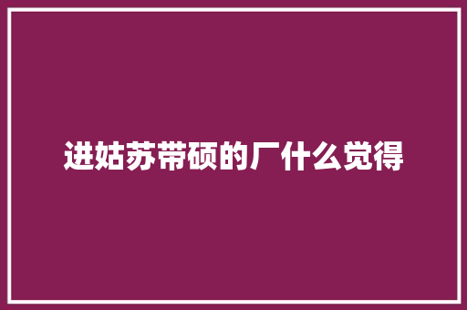 进姑苏带硕的厂什么觉得 进姑苏带硕的厂什么觉得 智能科技