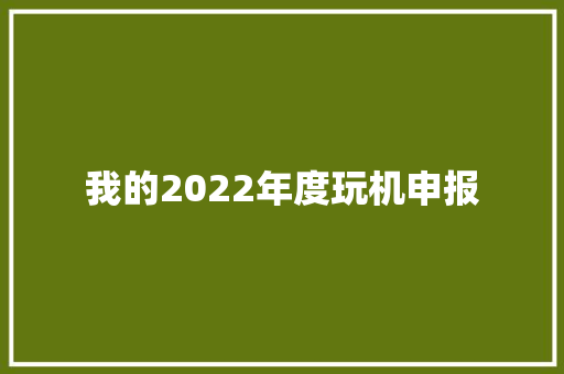 我的2022年度玩机申报 我的2022年度玩机申报 智能科技