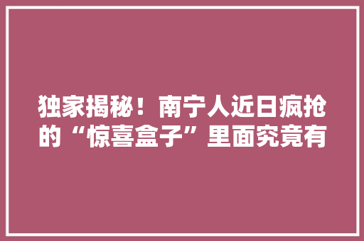 独家揭秘！南宁人近日疯抢的“惊喜盒子”里面究竟有什么？ 独家揭秘！南宁人近日疯抢的“惊喜盒子”里面究竟有什么？ 人工智能