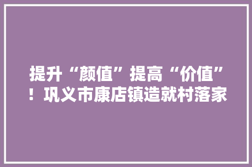 提升“颜值”提高“价值”！巩义市康店镇造就村落家当新模式