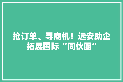 抢订单、寻商机！远安助企拓展国际“同伙圈”