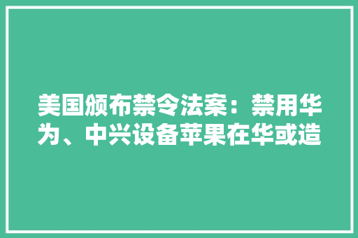 美国颁布禁令法案：禁用华为、中兴设备苹果在华或造诣义品 美国颁布禁令法案：禁用华为、中兴设备苹果在华或造诣义品 人工智能