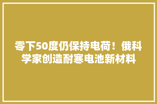 零下50度仍保持电荷！俄科学家创造耐寒电池新材料 零下50度仍保持电荷！俄科学家创造耐寒电池新材料 智能家居