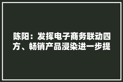 陈阳：发挥电子商务联动四方、畅销产品浸染进一步提高固原农特产品有名度 陈阳：发挥电子商务联动四方、畅销产品浸染进一步提高固原农特产品有名度 互联通信