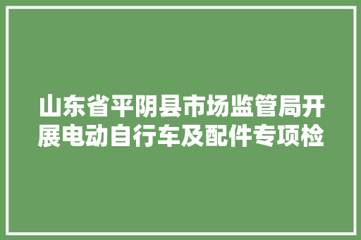 山东省平阴县市场监管局开展电动自行车及配件专项检查 山东省平阴县市场监管局开展电动自行车及配件专项检查 智能科技