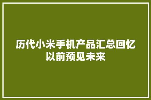 历代小米手机产品汇总回忆以前预见未来 历代小米手机产品汇总回忆以前预见未来 人工智能