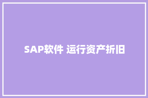 SAP软件 运行资产折旧 SAP软件 运行资产折旧 智能科技