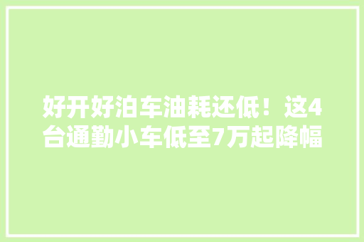 好开好泊车油耗还低！这4台通勤小车低至7万起降幅大年夜增