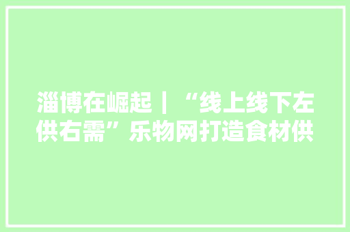 淄博在崛起｜“线上线下左供右需”乐物网打造食材供应链一体化做事模式