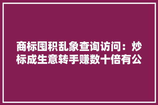 商标囤积乱象查询访问：炒标成生意转手赚数十倍有公司申请超8千枚
