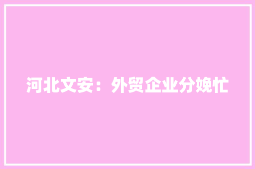 河北文安：外贸企业分娩忙