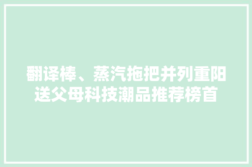 翻译棒、蒸汽拖把并列重阳送父母科技潮品推荐榜首
