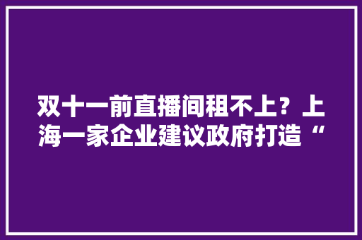 双十一前直播间租不上？上海一家企业建议政府打造“共享直播间” 双十一前直播间租不上？上海一家企业建议政府打造“共享直播间” 智能科技